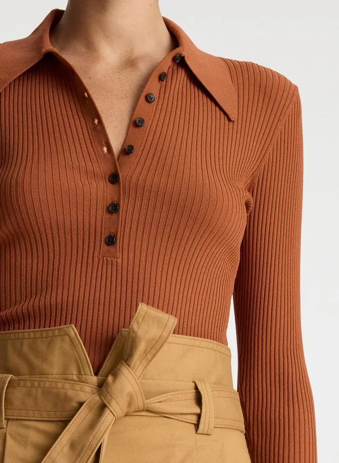 ALC Knitwear Eleanor Rib Knit Sweater Cognac 8211 Women