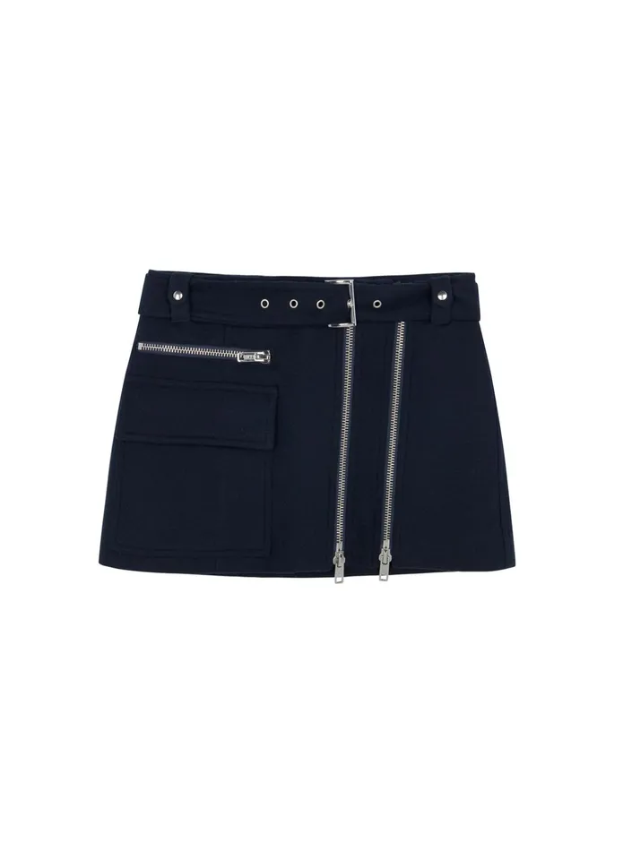 ALC Sets Christian Wool Mini Skirt Navy 8211 Women