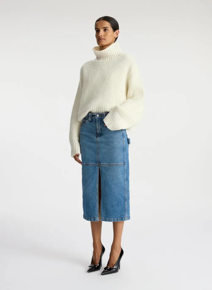 ALC Skirts Alden Stretch Denim Midi Skirt Medium Wash 8211 Women