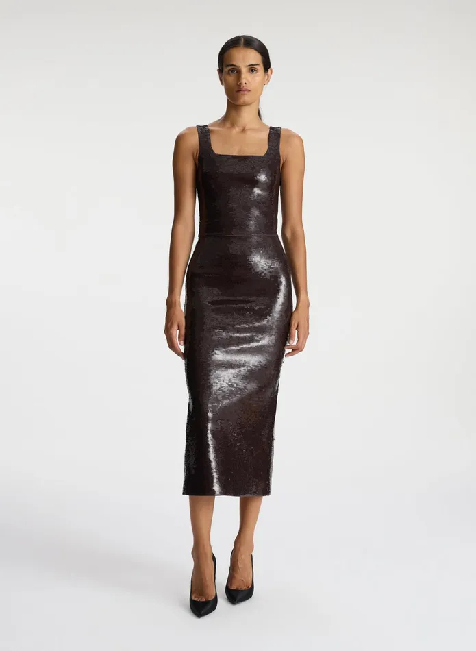 ALC Skirts Joan Sequin Knit Skirt Dark Brown 8211 Women
