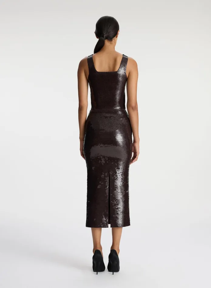 ALC Skirts Joan Sequin Knit Skirt Dark Brown 8211 Women