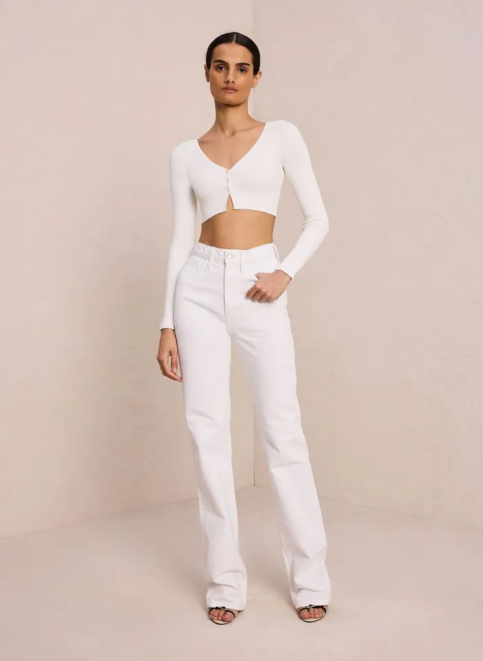 ALC Sweaters Hallie Ii Rib Knit Cardigan Off White 8211 Women