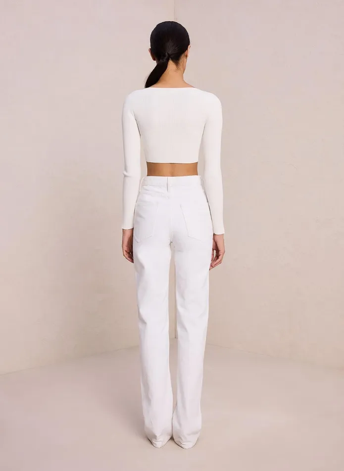 ALC Sweaters Hallie Ii Rib Knit Cardigan Off White 8211 Women