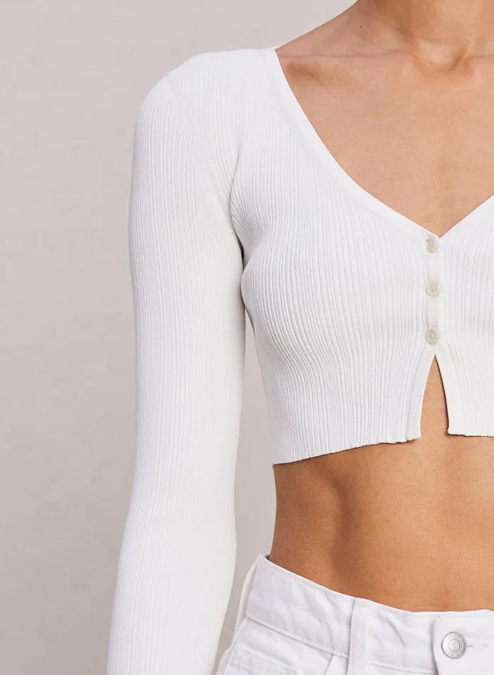 ALC Sweaters Hallie Ii Rib Knit Cardigan Off White 8211 Women
