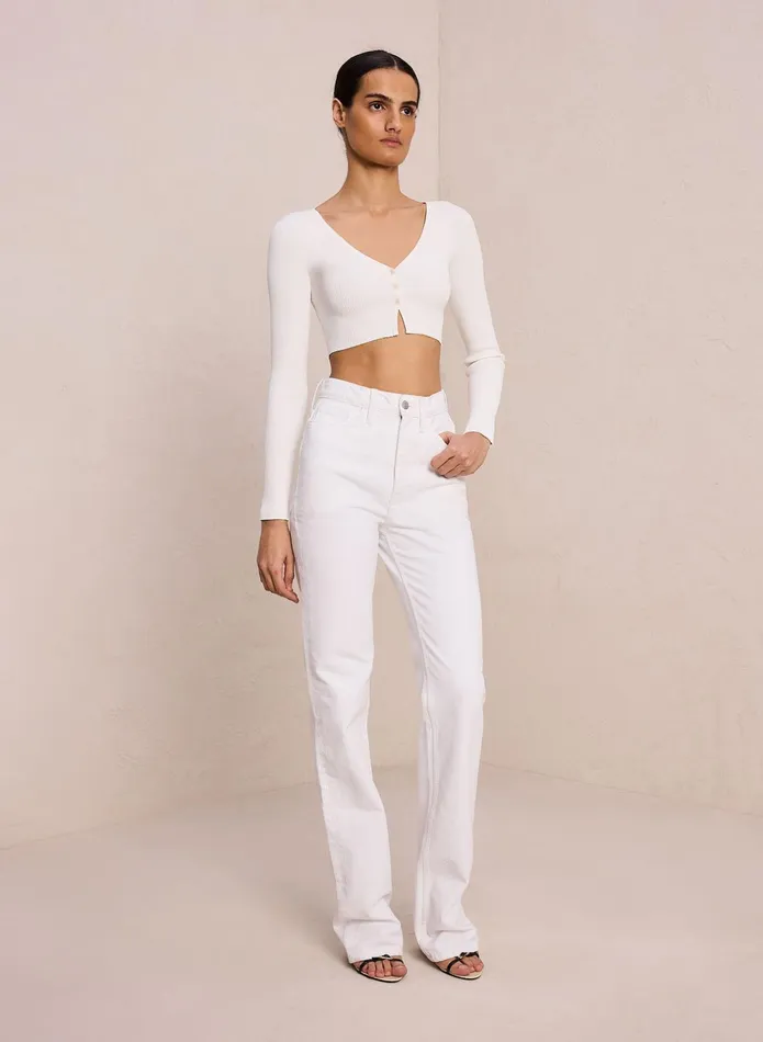 ALC Sweaters Hallie Ii Rib Knit Cardigan Off White 8211 Women