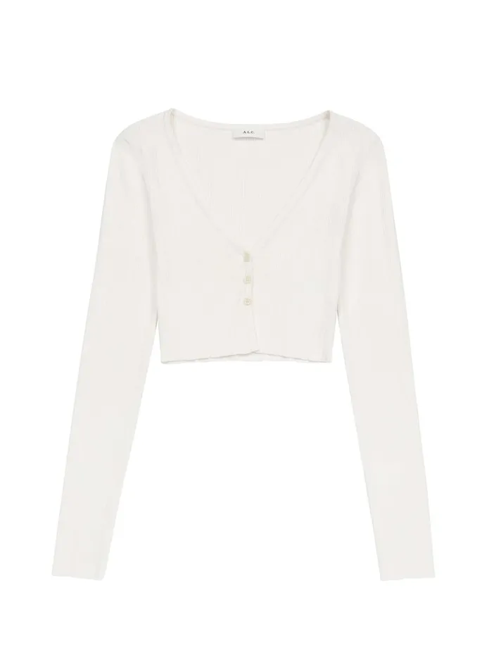 ALC Sweaters Hallie Ii Rib Knit Cardigan Off White 8211 Women