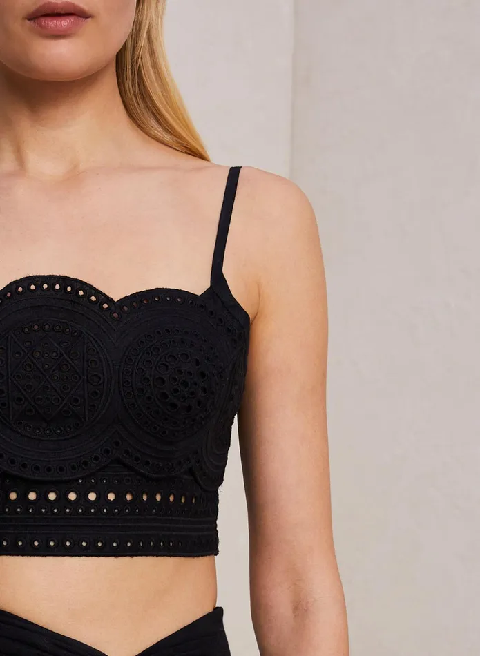 ALC Tees and Tanks Positano Linen Eyelet Top Blackblack 8211 Women