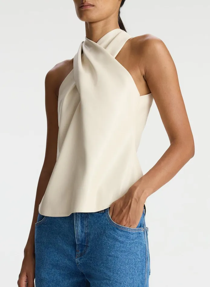 ALC Tees and Tanks Quinn Vegan Leather Halter Top Mirage 8211 Women