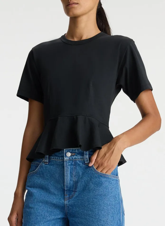 ALC Tees and Tanks Roxy Cotton Peplum Tee Black 8211 Women