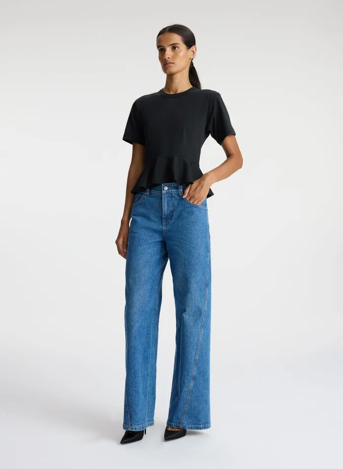 ALC Tees and Tanks Roxy Cotton Peplum Tee Black 8211 Women