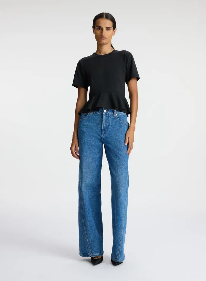 ALC Tees and Tanks Roxy Cotton Peplum Tee Black 8211 Women