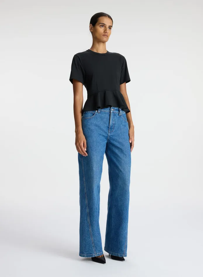 ALC Tees and Tanks Roxy Cotton Peplum Tee Black 8211 Women