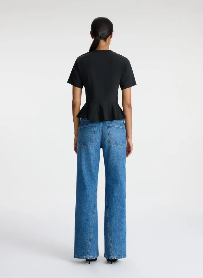 ALC Tees and Tanks Roxy Cotton Peplum Tee Black 8211 Women