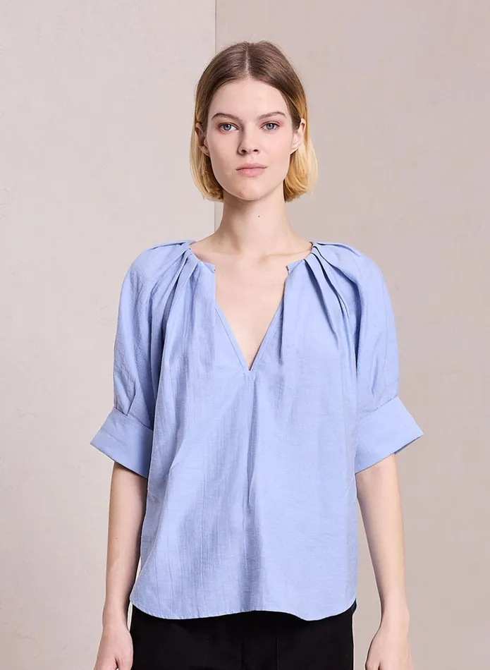 ALC Tops Carey Cotton Linen Top Powder Blue 8211 Women