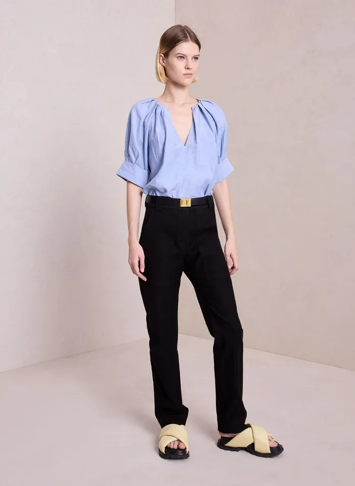 ALC Tops Carey Cotton Linen Top Powder Blue 8211 Women