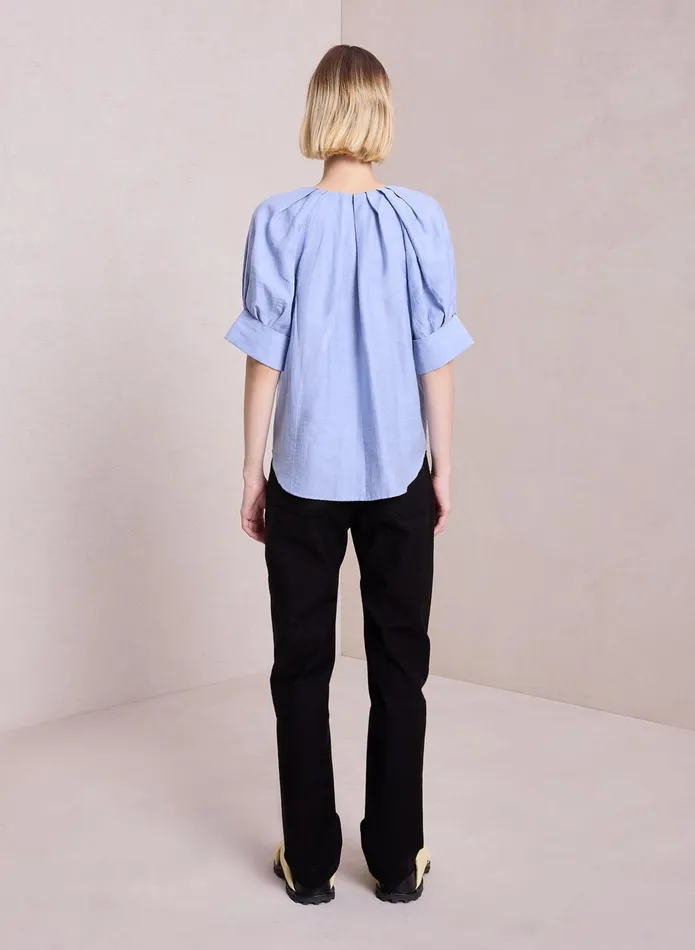 ALC Tops Carey Cotton Linen Top Powder Blue 8211 Women