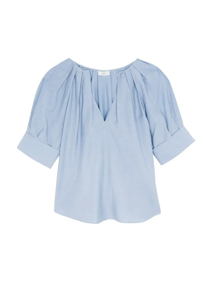 ALC Tops Carey Cotton Linen Top Powder Blue 8211 Women