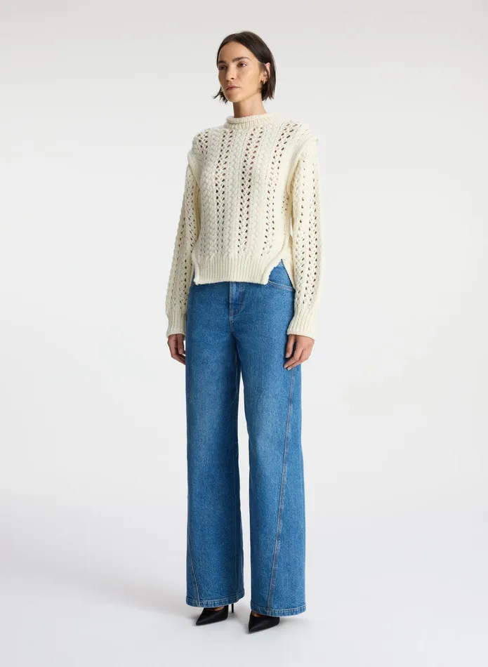 ALC Tops Chandler Cotton Cable Sweater Off White 8211 Women