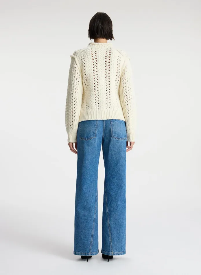 ALC Tops Chandler Cotton Cable Sweater Off White 8211 Women