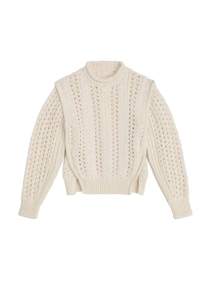 ALC Tops Chandler Cotton Cable Sweater Off White 8211 Women