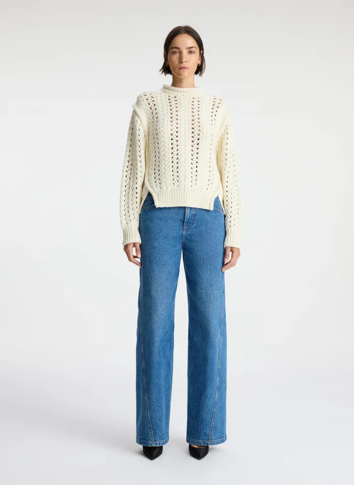 ALC Tops Chandler Cotton Cable Sweater Off White 8211 Women