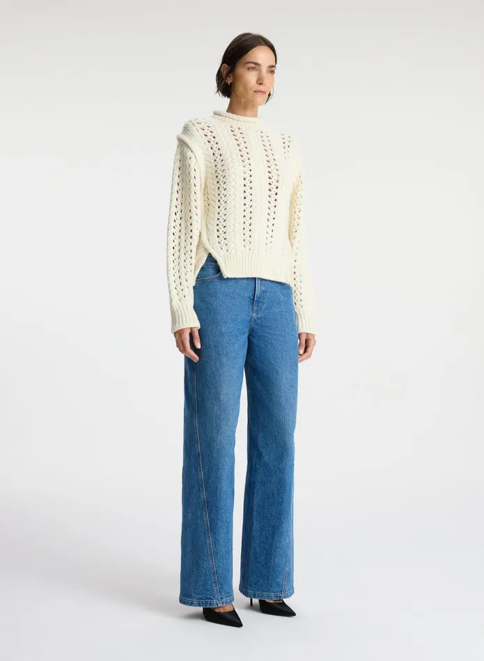 ALC Tops Chandler Cotton Cable Sweater Off White 8211 Women