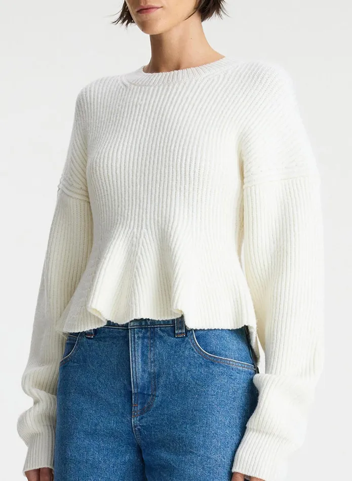 ALC Tops Eliza Peplum Wool Sweater Buttercream 8211 Women