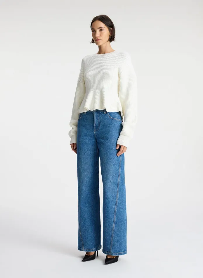 ALC Tops Eliza Peplum Wool Sweater Buttercream 8211 Women