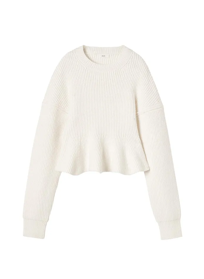 ALC Tops Eliza Peplum Wool Sweater Buttercream 8211 Women
