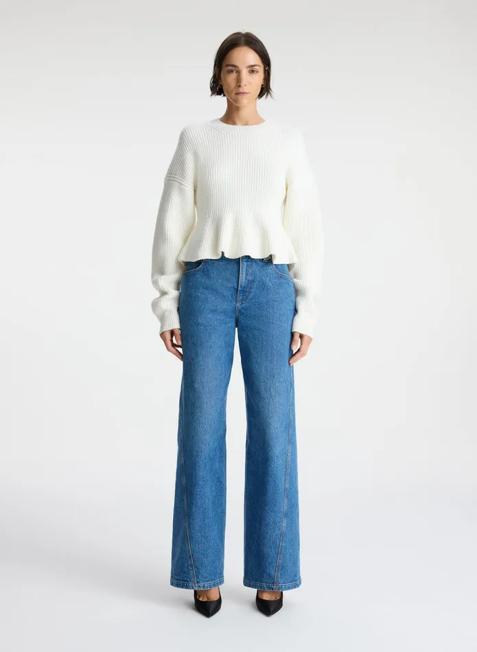 ALC Tops Eliza Peplum Wool Sweater Buttercream 8211 Women