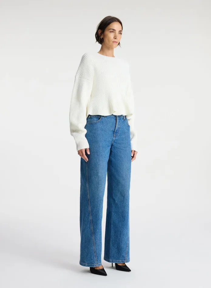 ALC Tops Eliza Peplum Wool Sweater Buttercream 8211 Women