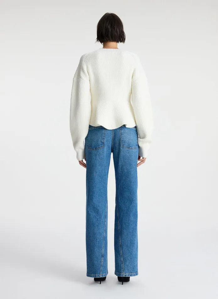 ALC Tops Eliza Peplum Wool Sweater Buttercream 8211 Women