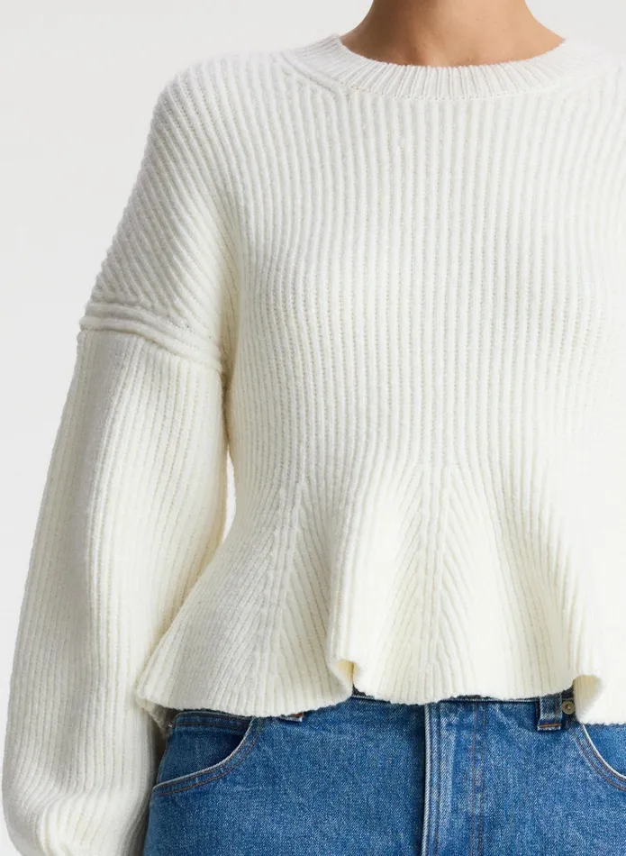 ALC Tops Eliza Peplum Wool Sweater Buttercream 8211 Women
