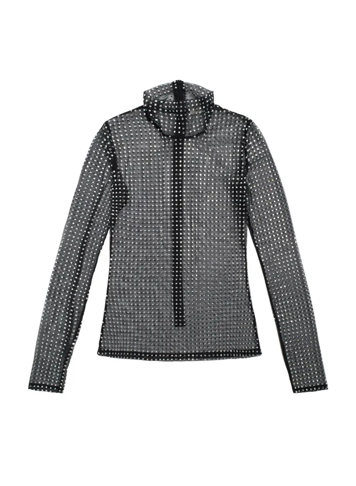 ALC Tops James Rhinestone Mesh Top Blacksilver 8211 Women