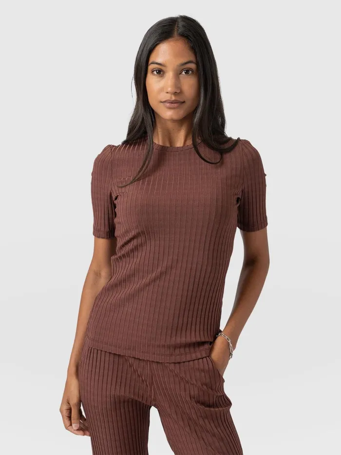 Adaline Tee 8211 Maroon Rib Maroon Rib Women Saint And Sofia TShirts and Tanks Adaline Tee 8211 Maroon Rib Maroon Rib Women Saint And Sofia TShirts and Tanks