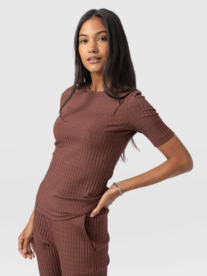 Adaline Tee 8211 Maroon Rib Maroon Rib Women Saint And Sofia TShirts and Tanks