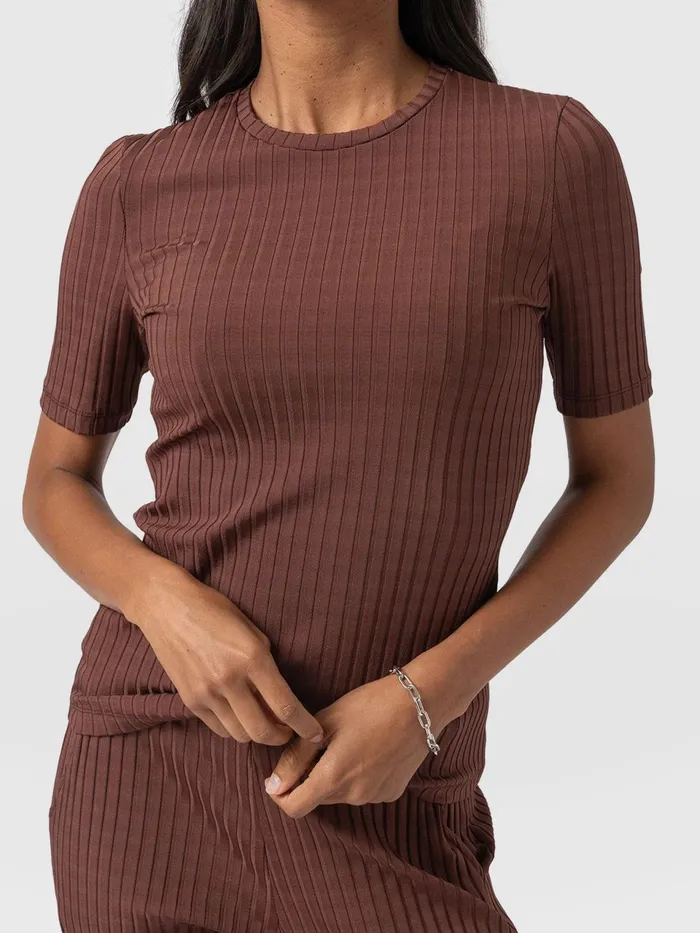 Adaline Tee 8211 Maroon Rib Maroon Rib Women Saint And Sofia TShirts and Tanks