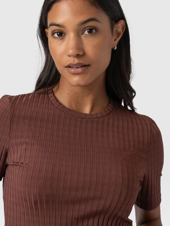 Adaline Tee 8211 Maroon Rib Maroon Rib Women Saint And Sofia TShirts and Tanks