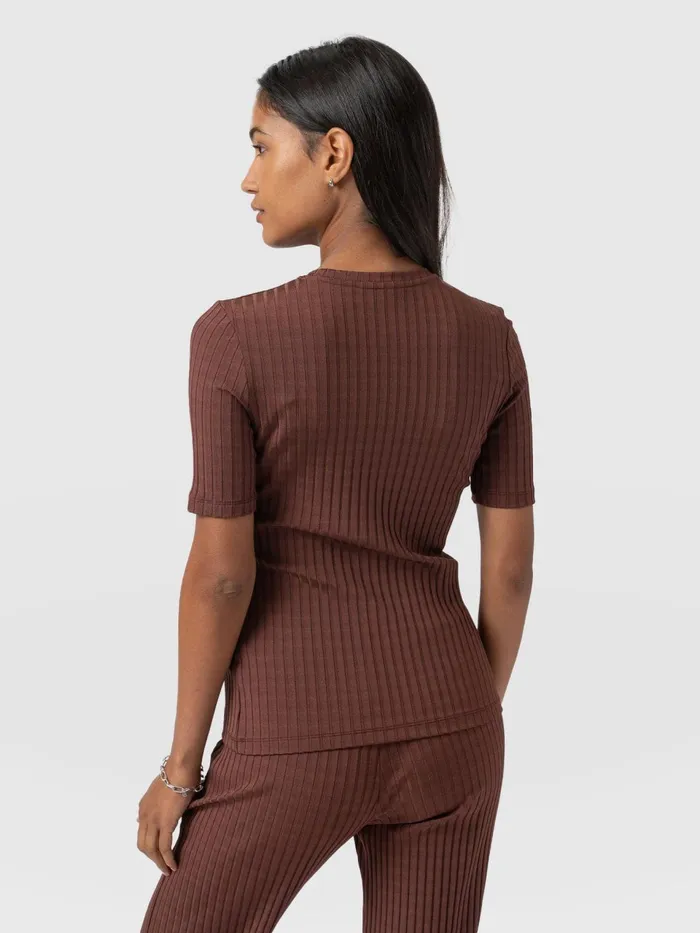 Adaline Tee 8211 Maroon Rib Maroon Rib Women Saint And Sofia TShirts and Tanks