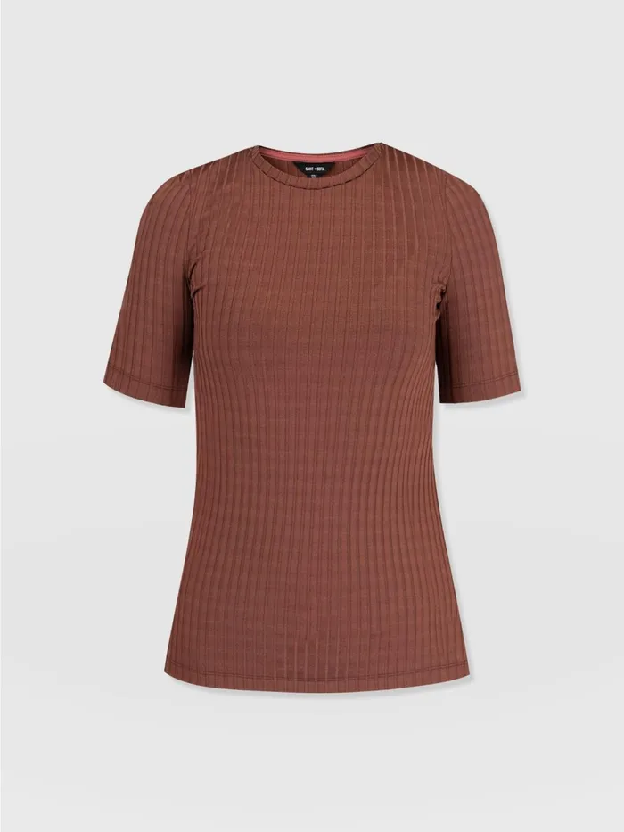 Adaline Tee 8211 Maroon Rib Maroon Rib Women Saint And Sofia TShirts and Tanks