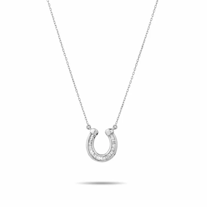 Adina Reyter Fine Chains and Pendants Baguette Horseshoe Necklace In Sterling Silver Sterling Silver 8211 Necklaces Adina Reyter Fine Chains and Pendants Baguette Horseshoe Necklace In Sterling Silver Sterling Silver 8211 Necklaces