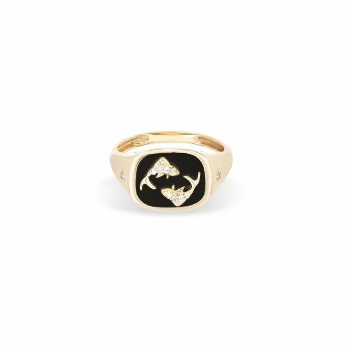 Adina Reyter Signet Zodiac Ceramic Diamond Pisces Signet Ring Pisces 8211 Rings Adina Reyter Signet Zodiac Ceramic Diamond Pisces Signet Ring Pisces 8211 Rings