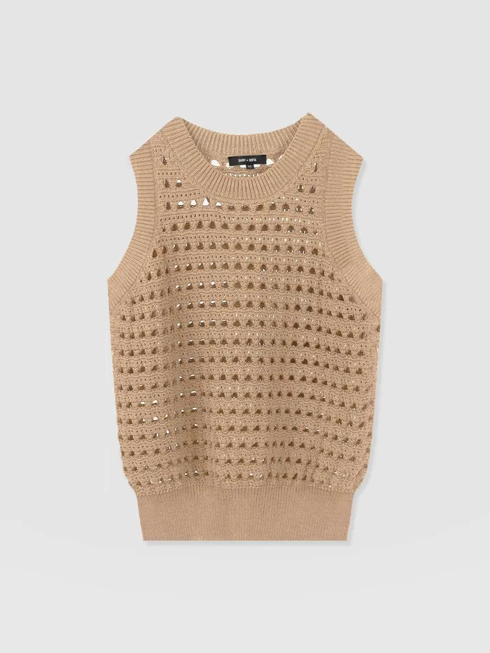 Adler Sleeveless Knit 8211 Camel Camel Women Saint And Sofia Knitwear