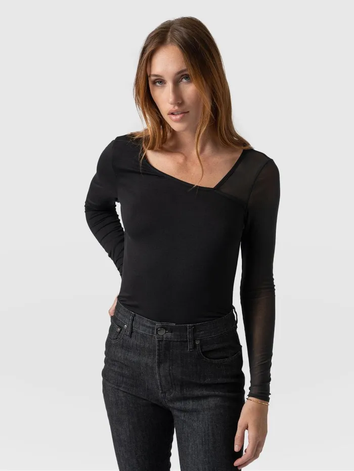 Aimee Cut Out Long Sleeve Tee 8211 Black Black Women Saint And Sofia TShirts and Tanks