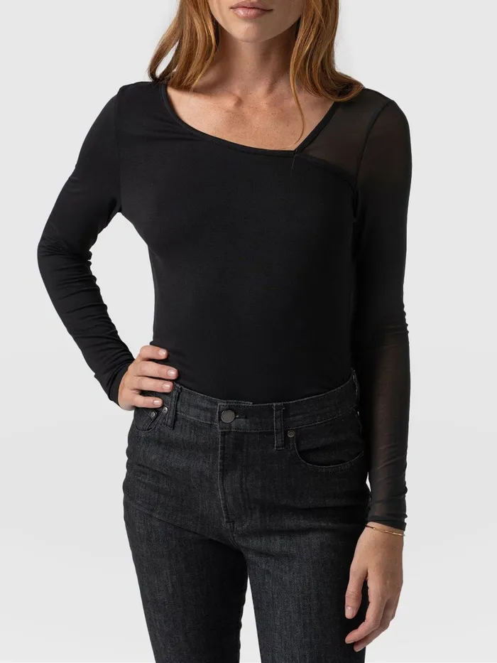 Aimee Cut Out Long Sleeve Tee 8211 Black Black Women Saint And Sofia TShirts and Tanks