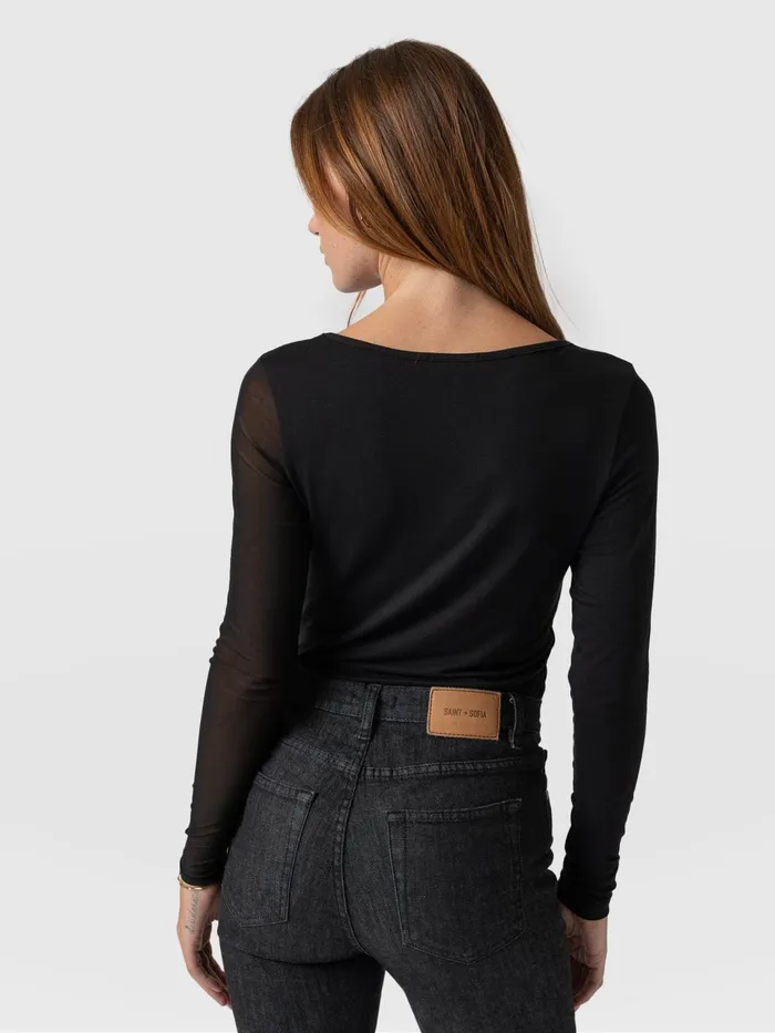 Aimee Cut Out Long Sleeve Tee 8211 Black Black Women Saint And Sofia TShirts and Tanks
