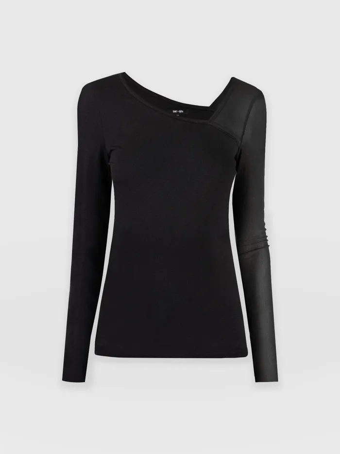 Aimee Cut Out Long Sleeve Tee 8211 Black Black Women Saint And Sofia TShirts and Tanks