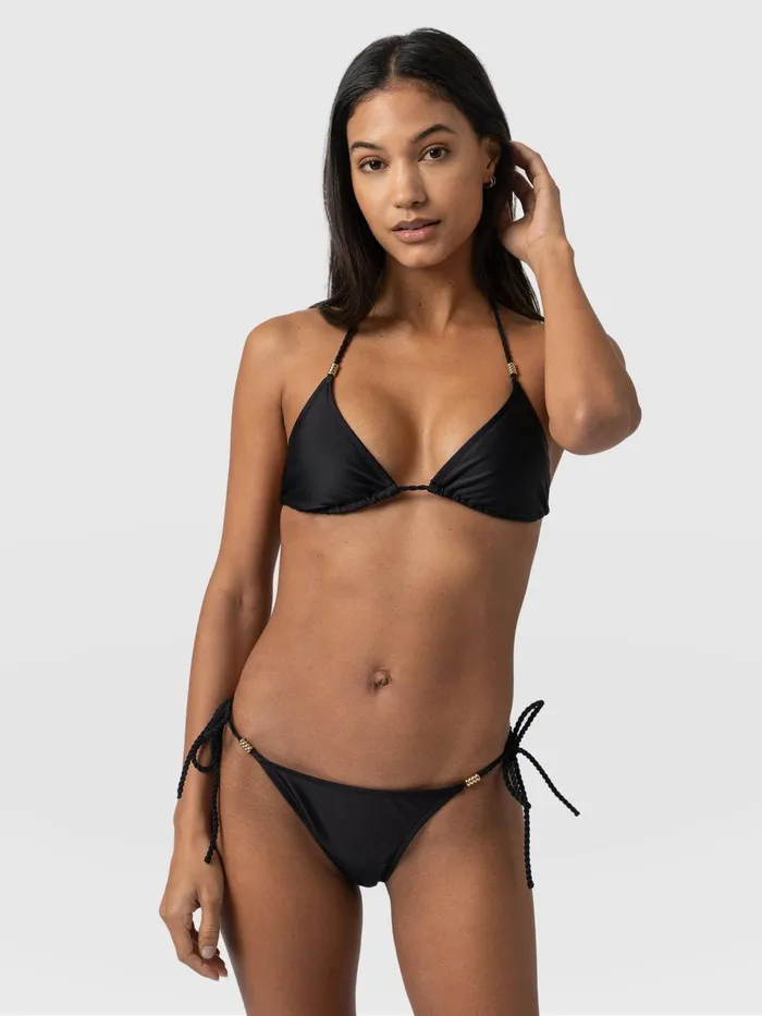 Alba Tie Side Bikini Bottom 8211 Black Black Women Saint And Sofia Swimwear