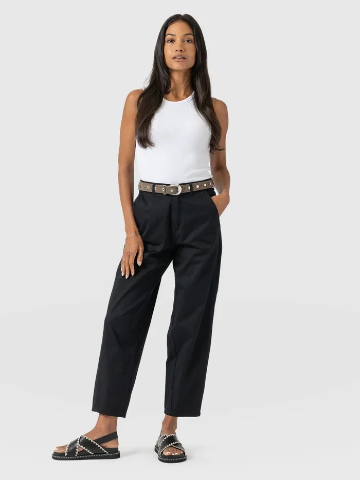 Alma Barrel Leg Chino 8211 Black Black Women Saint And Sofia Pants
