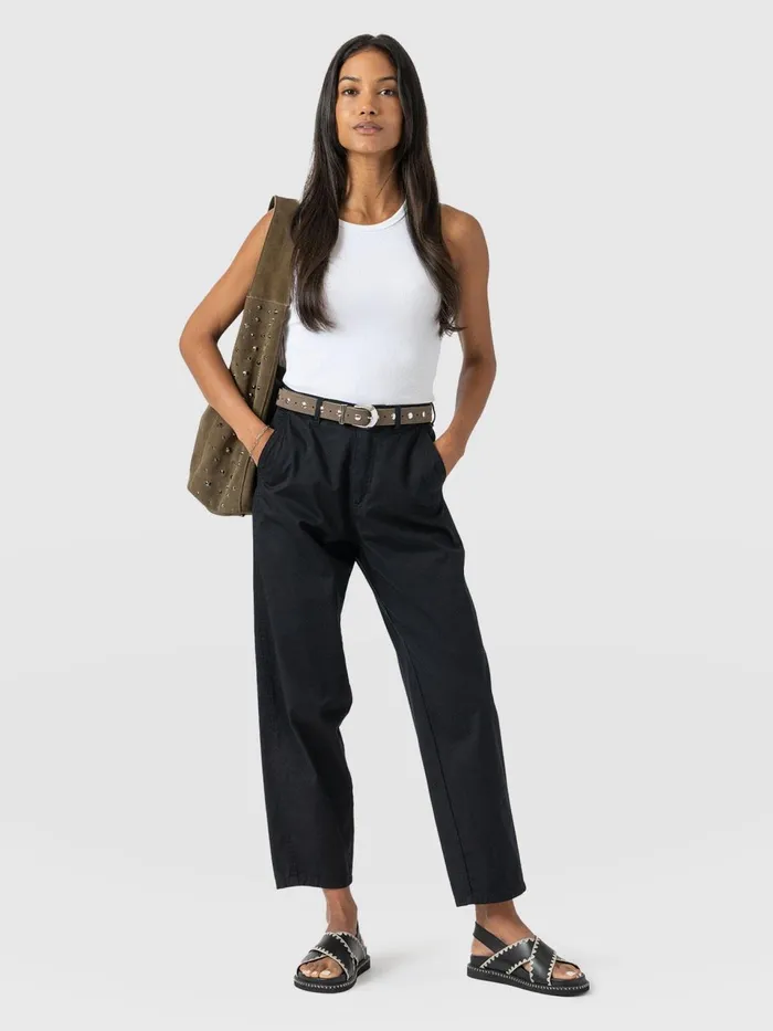 Alma Barrel Leg Chino 8211 Black Black Women Saint And Sofia Pants